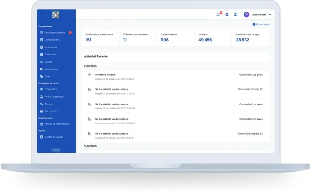 Panel de administración de Comunidad App