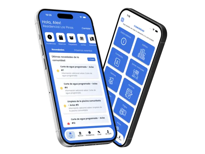 Comunidad App en dos dispositivos